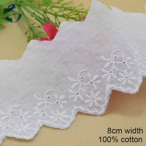 3yard 8cm 100% Cotton embroid lace sewing ribbon guipure lace african lace fabric trim warp knitting DIY Garment Accessories3077