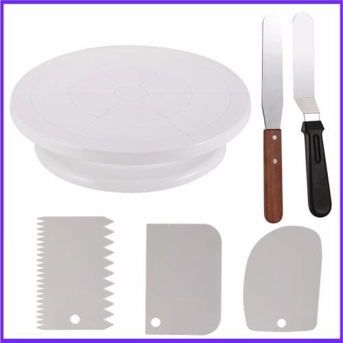 6 pcs/set Plastic cake decorating table Rotating Dough Knife Cream Cakes Stand Cake Rotary Table