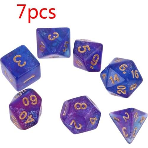7pcs D4-D20 Acrylic Polyhedral Dice 20 Sided Dices Table Board Role Playing Game RXBB