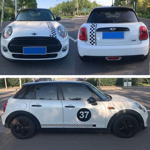 Car Door Side Stripe Stickers Hood Rear Trunk Decal Sticker Checker Decoration For MINI Cooper S F54 F55 F56 F60 R55 R56 R60 R61
