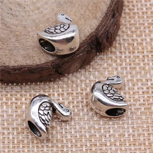 Free shipping 36pcs 13x11x7mm antique silver Swan beads charms diy retro jewelry fit Earring keychain hair card pendant