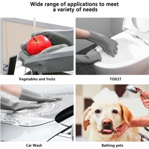 Free Sheeping Magic Silicone Dishwashing Scrubber Dish Washing Sponge Rubber Scrub Gloves Kitchen Cleaning 1 Pair 0212