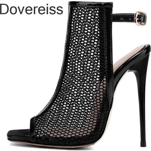 Summer Women Clear Heels White Mesh Buckle Sandals Fashion Sexy New Peep toe Sandals Stilettos Heels Consice 35-48