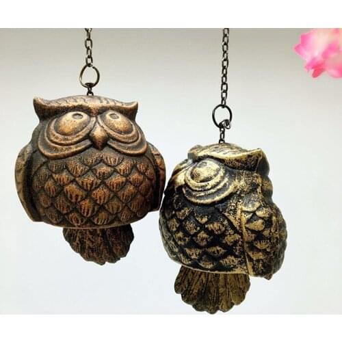 3 Cast Iron Owl Wind Chimes Vintage Metal Wind Chime Hanging Bell Home Garden Store Yard Porch Decoration Bronze Animal Hanged