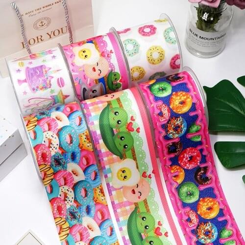 DIY Cartoon Dessert Printed Grosgrain Ribbon For Craft Supplies Sewing Accessories 5 Yards. 26611