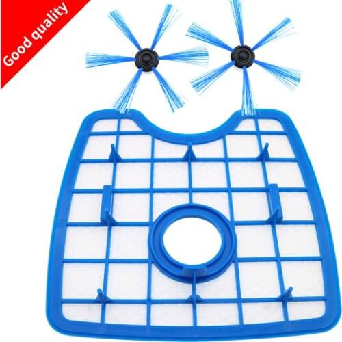 3pcs/set Vacuum Cleaner 1pc filter screen+2pcs round brush for Philips Robot FC8820 FC8810 FC8066 Sweeping robot accessories