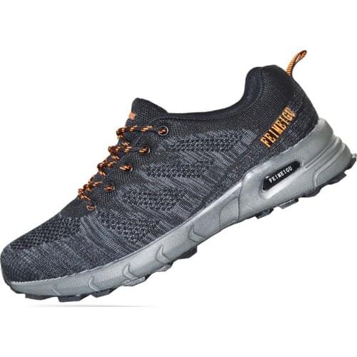 FEIMEIGU Men Elastic Sneakers Non Slip Trainers Running Jogging Walking Hiking Outdoor Athletic Workout Durable Shoe Black Style