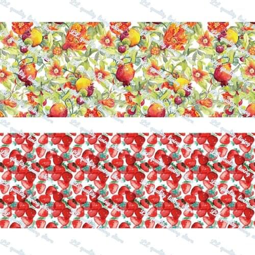 Strawberry and pomegranate printed grosgrain and satin ribbon 38-75mm printed ribbons DIY hair bows Sewing webbing 50 yards