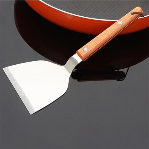 1pcs Stainless Steel Pizza Shovel Metal Pizza Peel Shovel With Wood Handle Cake Pancake Pie Paddle Baking Tool