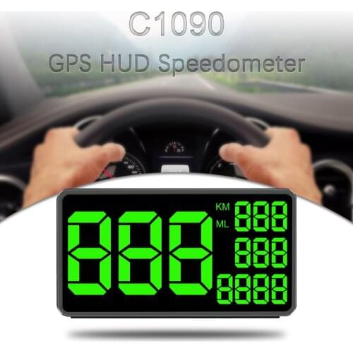 Best C1090 Compatible with all Car GPS HUD Speedometer With Auto Adjust Brightness Through Light Sensor Over-speed Alarm Setting