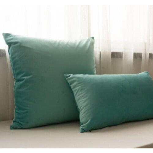 High Quality Soft Blue Green Velvet Pillow Case Cushion Cover Dark Green Pillow Cover No Balling-up Without Stuffing