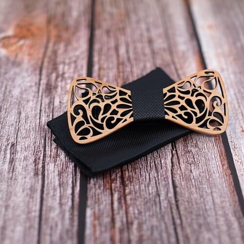 2020 Novelty Mens Wood Bowties Hollow Carved Wedding Tie Gravatas Handmade Wooden Bow Tie Women Butterfly Mens Suit Gifts