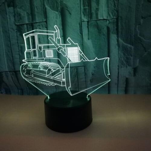 New Bulldozer 3d Lamp Creative Small Usb 3d Stereo Vision Nightlight Remote Touch switch Led Night Light Kids Lamp