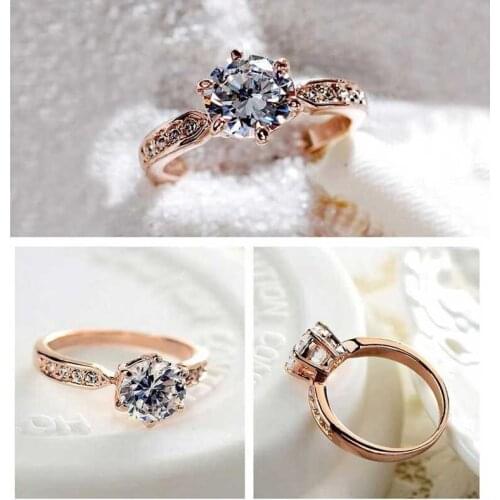 Jewelry Wedding Ring for women Shiny silver Jewelry Engagement Ring Rose Gold Color Size 6-10 ring for women decoration
