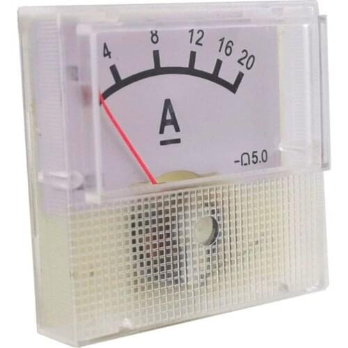 Square Shape Current Test Mechanical Pointer Type DC Panel Meter DC 0-20A 91C16