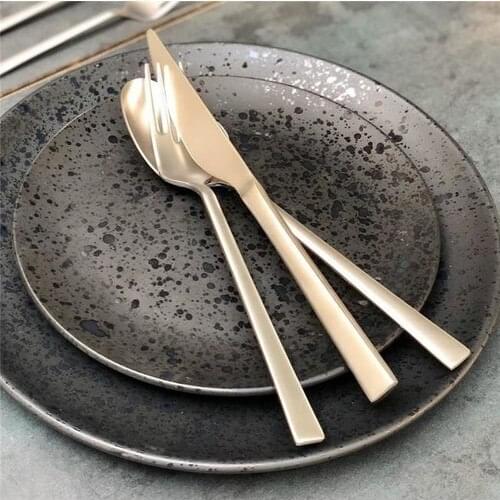 Komple Mat Titanyum 36 Parça Çatal Bıçak Seti 12 Kişilik