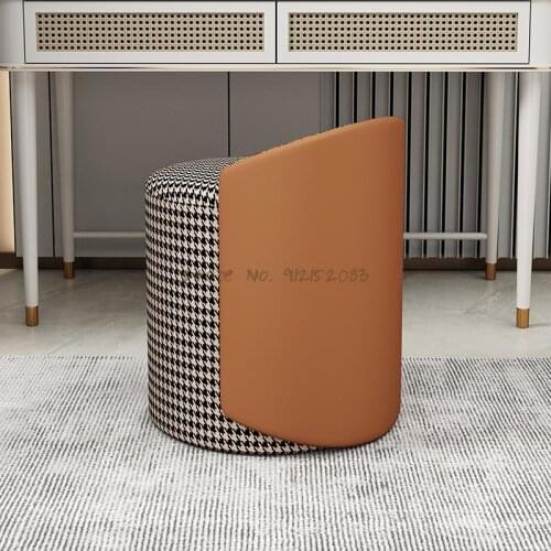 Light luxury dressing stool Nordic bedroom simple small apartment with backrest net red houndstooth round stool dressing table