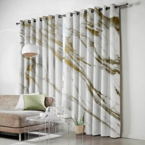 Nordic marble blackout curtain finished product 3D digital printing bedroom curtain fabric Customized