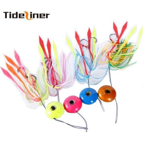 Tideliner 4pcs 40G 60G 80G 100G 120G Jig Head Fishing Lures Lead Jig With Beard Fish Jigging Metal Bait Fishing Lure Artificial