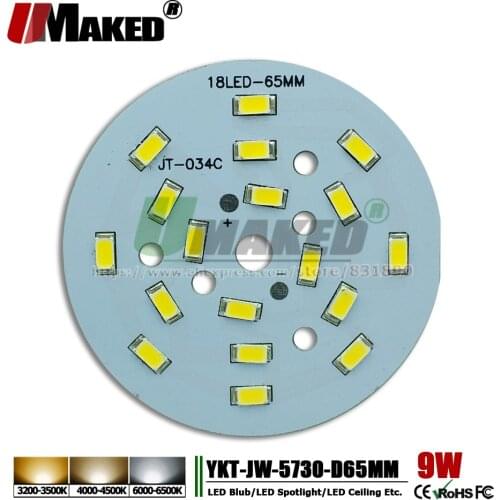 UMAKED 9W 65mm LED PCB SMD 5730 LEDs Installed Aluminum Lamp plate Warm/Natural/White Color for Bulb lamp Ceiling light DIY