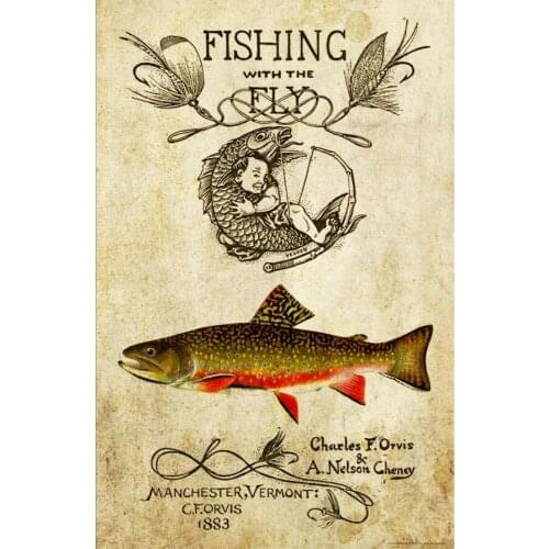 Vintage Fly Fishing Lures ART SILK POSTER Decorative Wall painting 24x36inch