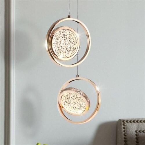 360 Rotatable LED Round Ring Pendant Light Modern Creative Loft Dining Room Pendant Lamp Gold Ring Cafe Restaurant Hanging Light