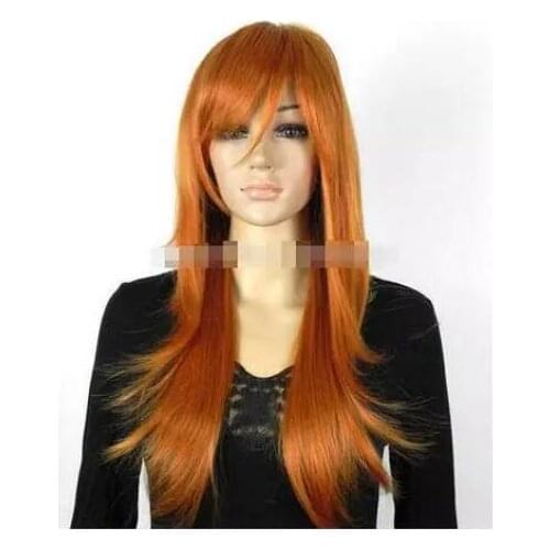 Zhaoxia++01475@Q8++Hot Sell New Fashion Sexy Long Brown Orange Straight Womens Lady Hair Wig Wigs