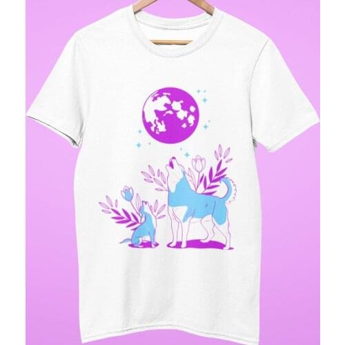 Women T-shirt Fairy And Moon Print Harajuku Top Casual Ladies Basic O-collar Short Sleeved Women T-shirt Girl,Drop Ship