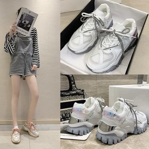 2020 spring and summer new wild thick-soled sponge cake sports casual shoes breathable mesh old shoes female X419