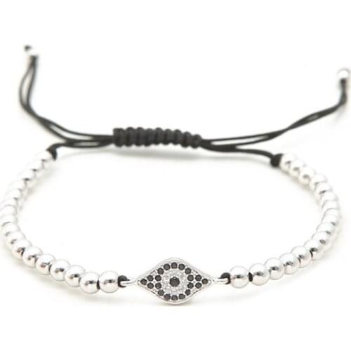 Copper Turkish Evil Eye micro pave cz Cubic Zirconia bracelet rope adjusted Macrame religion gdf2 Braiding Bangles Women