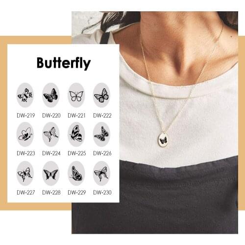 Visunion Custom Butterfly Pattern Necklace Geometric Minimalist Design 316L Stainless Steel Animal Engraved Necklace women Gift
