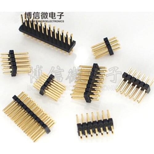 1.27mm double row straight pin header 2*3/4/5/6/8/10/12/20/30/40P gold plated DIP 1.27 double pin header