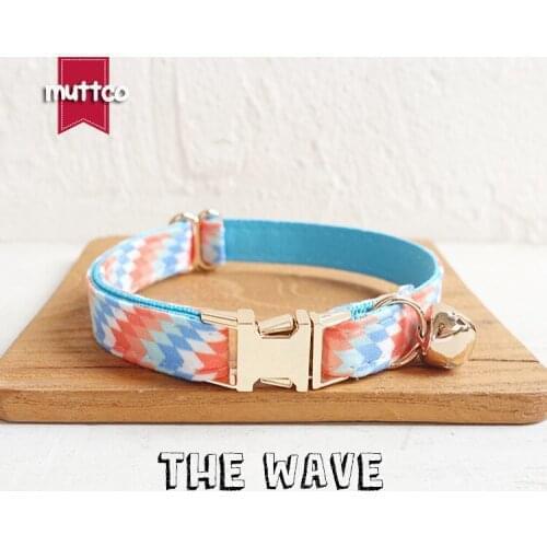 10pcs/lot MUTTCO retail with gold high quality metal buckle collar for cat THE WAVE design cat collar 2 sizes UCC064J