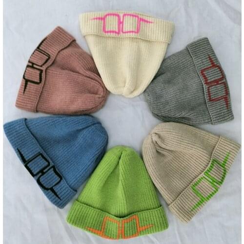 2021 Rabbit Fur Winter Hat for Women Solid Beanie Cashmere Wool Cap Female Knitted Skullies Beanies Warm Soft Knit Hat Bonnet