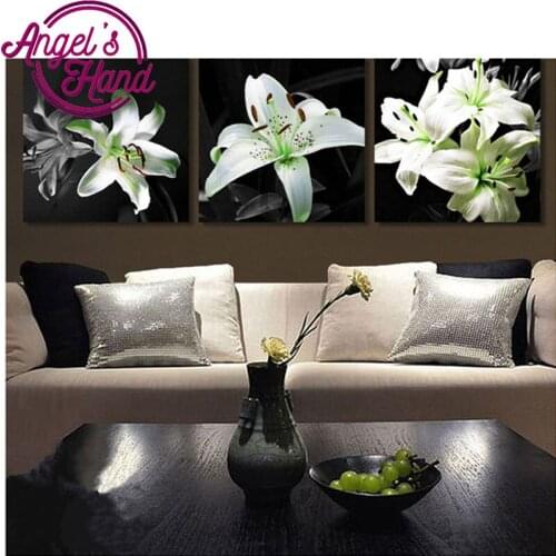 3 Piece Modern full diamond Painting lily flowers,Cross Stitch,diy 5d diamond embroidery crafts.diamond mosaic home decoration