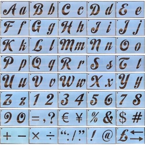 40 Pcs PET English Letters Stencils Set Drawing Template Ruler DIY Painting Template Geometric Hollow Out Scrapbooking 85DD