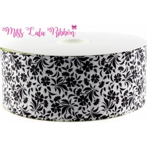 6mm-75mm Flower Printed Grosgrain Ribbon Party&Gift Decoration Ribbon Diy Handmade Headband Hair Accessories 50 Yards/roll