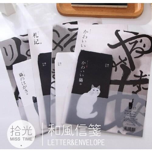 9pcs/Set 3 envelopes + 6 writting paper Cute Cat Paper Envelope For Gift Korean Stationery