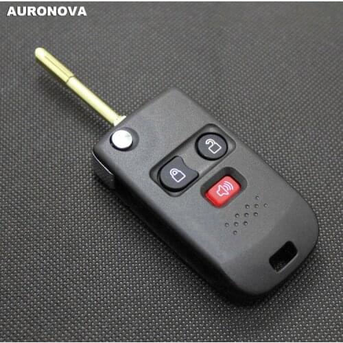 AURONOVA New Upgrade Folding Key Shell for Ford Kuga F150 F750 2+1 Red Buttons Remote Car Key Case FO21 Blade