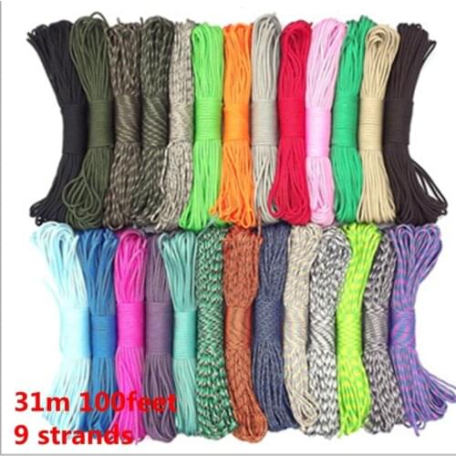 Brand 100 feet/ 31 meter 9 strands Paracord 550 IB Rope Cuerda Escalada Mil Spec Type Outdoor Camping Survival tent Equipment