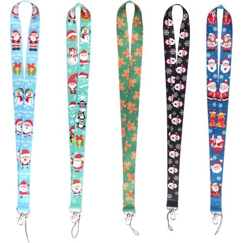 CA484 Santa Claus Christmas Lanyard Neck Strap Lanyard for key ID Card Phone Straps USB Badge holder Hang Rope Lariat Lanyards