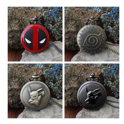 Deadpool Animation cartoon Ninja Pikveryu Animation cartoon quartz Necklace pocket watches gift KJH251