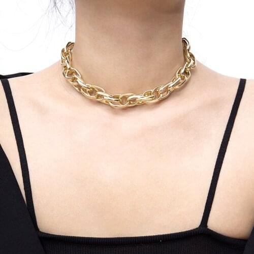 Hot Punk Exaggerated Heavy Metal Big Thick Chain Choker Necklace Women Goth Fashion Night Club Jewelry Female Chocker Collier