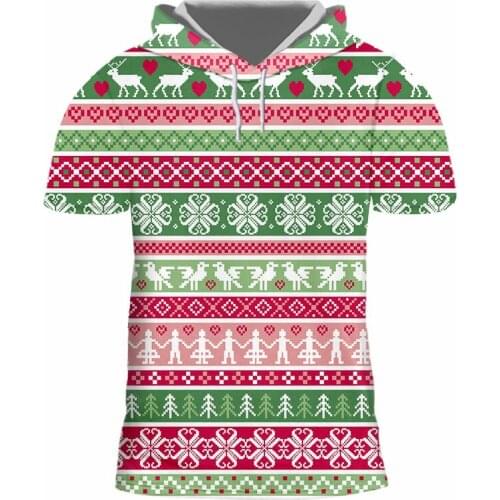 IFPD EU Size Funny Christmas 3D Printed Hooded T Shirts Men Xmas Tshirt Casual Cartoon Pixel Style Party Short Sleeve T-shirt