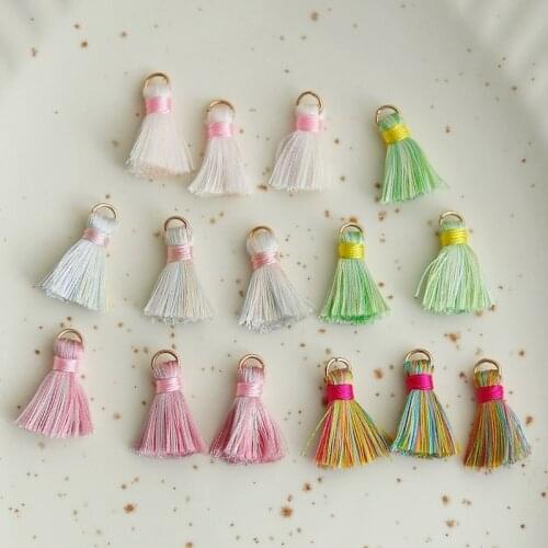 Cute silk textured cotton thread mixed colored tassel spike earrings pendant DIY hair accessories accessories material