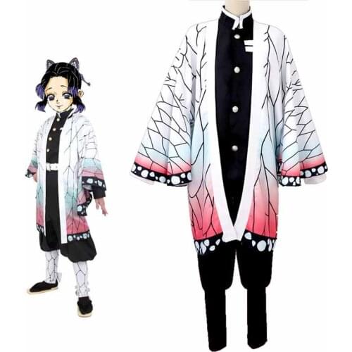 Demon Slayer: Kimetsu no Yaiba Cosplay Kochou Shinobu Kimono Uniform Helloween Carnaval Christmas Party Costume Clothing Set