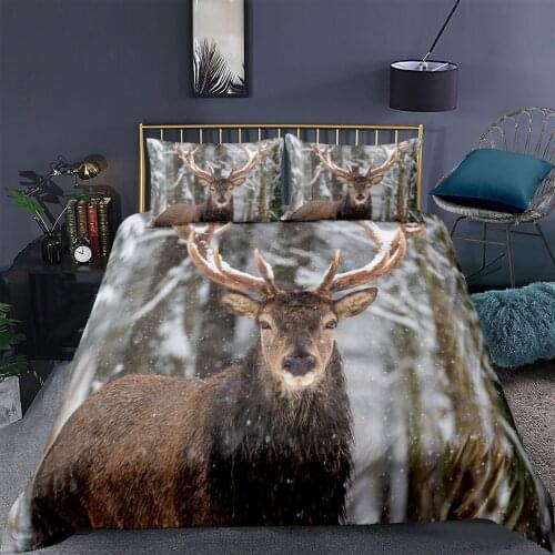 Elk Bedding Sets 2/3 Piece Forest Snow Print Quilt Cover Bed Linen Set Home Bedclothes Animals Bed Cover Bed Sets