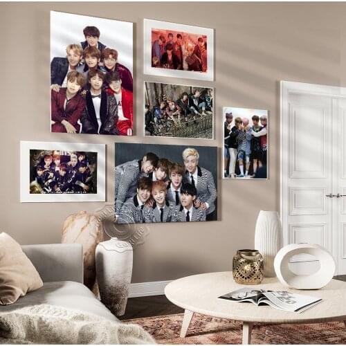 Korea Boy Band Bangtan Boys Art Portrait Photo Canvas Painting Poster, Modern Magazine Style Handsome Boy Prints, Fans Collect