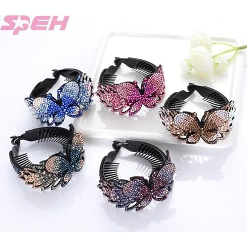 Korea fashion butterfly ponytail headdress exquisite head creative custom rhinestone hair accessories