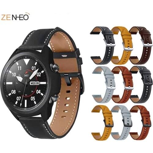 22mm Leather Watch Band Bracelet for Samsung Galaxy Watch 3 45mm/ Gear S3/ 46mm Watchband Sport Bracelet for Huawei GT Wristband
